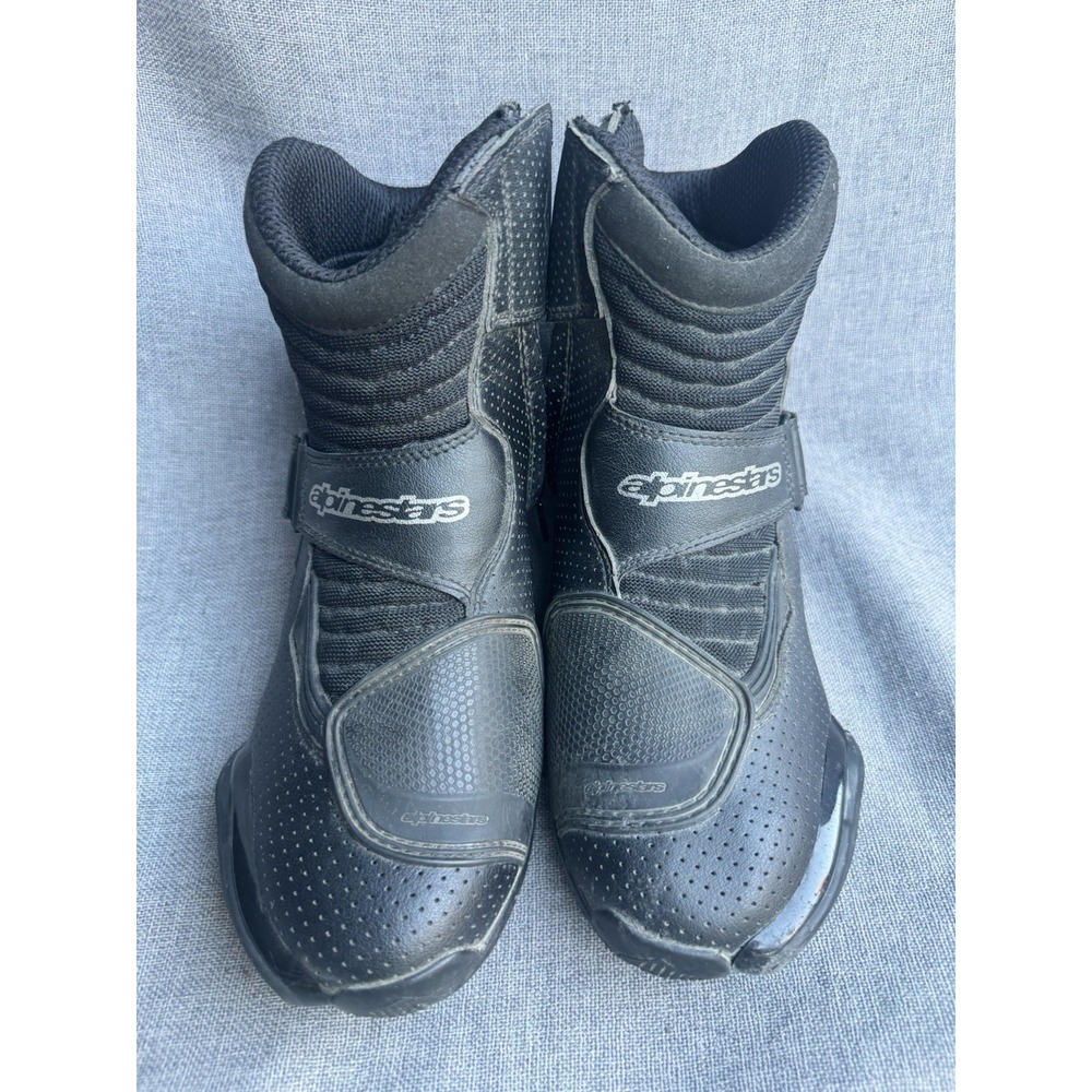 Alpinestars SMX-1 R Vented Motorcycle Boots Men's Size 9 US Black Strap Zip